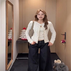 批发提花蕾丝吊带<b class='q'>短款</b>圆领<b class='q'>开衫</b>叠穿真两件上衣套装