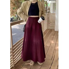 批发简约百搭毛呢拼接三层蛋糕裙女秋<b class='q'>冬</b> 高腰显瘦百褶裙中长款