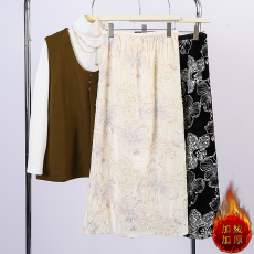 批发实拍简约百搭设计感重工刺绣丝绒<b class='q'>半身裙</b> 高腰后开叉加绒直筒<b class='q'>裙</b>