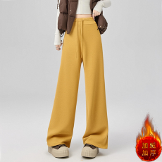 批发实拍简约百搭垂感加绒加厚<b class='q'>运动</b>裤<b class='q'>女</b>秋冬 高腰显瘦直筒微喇<b class='q'>长裤</b>