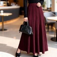 批发实拍秋<b class='q'>冬</b>爆款简约百搭坑条针织半身裙 高腰显瘦大摆A字裙