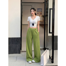 批发实拍简约<b class='q'>百搭</b>气质感垂感工装弯刀裤 宽松显瘦阔腿裤长裤带带屁帘