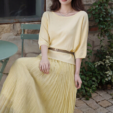 批发实拍简约百搭蝙蝠袖宽松显瘦曲珠<b class='q'>针织衫</b>女春夏气质一字肩收腰上衣