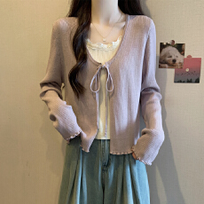 批发实拍胖mm<b class='q'>春</b>装大码女装针织衫显瘦假两件小香风木耳边正肩别致上衣