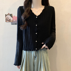 批发实拍胖妹妹大码女装<b class='q'>春</b>装毛衣新款设计感木耳边针织衫显瘦软糯上衣