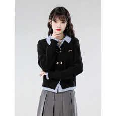 批发实拍 <b class='q'>胖</b><b class='q'>mm</b><b class='q'>秋装</b>大码女装设计感毛衣显瘦针织衫假两件韩版宽松上衣