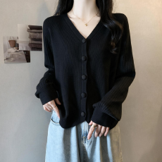 批发实拍 胖妹妹大码V领针织衫开衫女<b class='q'>春</b>秋新款遮肉显瘦软糯毛衣外套