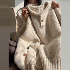 批发韩系圆领软糯慵懒高级感毛衣女秋冬2025新款百搭针织衫巨好看上衣