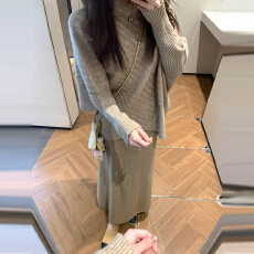 不规则针织毛衣套装连衣裙子女秋冬季2025新款韩系穿搭一整套长裙