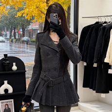 批发灰色西装毛呢外套<b class='q'>女</b>秋冬2025新款巨好看高级感小个子加厚呢子大衣