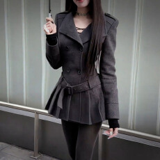 批发灰色西装毛呢外套<b class='q'>女</b>秋冬2025新款巨好看高级感小个子加厚呢子大衣