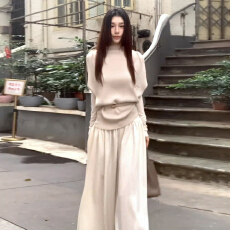 批发2025新款气质清冷感针织套装连衣裙子秋冬季慵懒风内搭针织<b class='q'>长</b><b class='q'>裙裤</b>