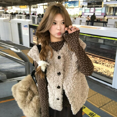 批发韩系复古慵懒风羊羔毛<b class='q'>马甲</b>女冬季02025年新款巨好看穿搭一整套装