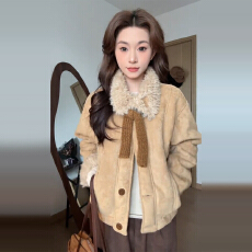 批发今年流行爆款美拉德复古毛绒<b class='q'>外套女</b>独特漂亮初冬仿羊羔绒保暖棉服