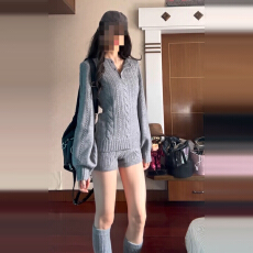 批发韩系慵懒风灰色亨利领麻花毛衣女秋冬季新款修身显瘦<b class='q'>针织</b>上衣<b class='q'>套装</b>