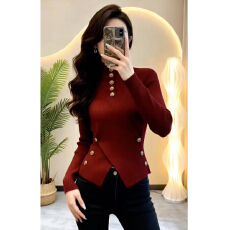 2026秋冬新款过年新年穿搭红色高领打底针织衫女气质收腰内搭上衣