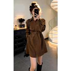 批发法式高级感衬衫连衣裙女秋冬2026新款春装小个子气质收腰a字短裙