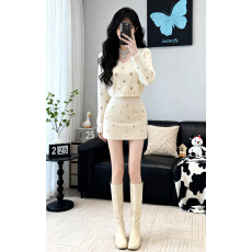 批发巨好看秋冬装一整套裙女通勤气质减龄千金感针织<b class='q'>毛衣</b>包臀短裙套装