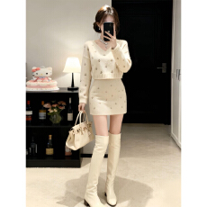 批发巨好看秋冬装一整套裙女通勤气质减龄千金感针织<b class='q'>毛衣</b>包臀短裙套装