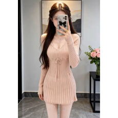 批发韩系纯欲针织<b class='q'>长袖</b>连衣<b class='q'>裙</b>女2025新款秋冬气质收腰打底内搭a字短<b class='q'>裙</b>