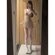 批发韩系纯欲针织<b class='q'>长袖</b>连衣<b class='q'>裙</b>女2025新款秋冬气质收腰打底内搭a字短<b class='q'>裙</b>