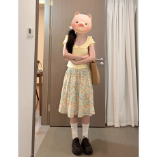 批发法式漂亮小套装娃娃领<b class='q'>连衣裙</b>子女2026早春短袖上衣碎花半身裙套装