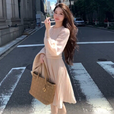 批发2026新款早春季法式气质粉色<b class='q'>连衣裙</b>子女装巨好看特别漂亮掐腰短裙