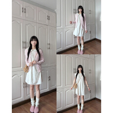 批发2026新款早春开衫碎花吊带裙子套装女夏季韩系一整套ootd穿搭长裙