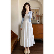 批发白色吊带连衣裙子女早春季2026<b class='q'>新款</b>初夏绝美漂亮长裙套装ootd穿搭