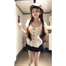 批发韩系绝美巨好看白色套装裙子女夏季2026年新款超火一整套ootd穿搭