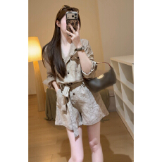批发2026新款老钱风亚麻衬衫<b class='q'>连体裤女</b>高级感收腰显瘦运动休闲短裤夏季