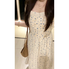 批发法式甜美碎花连衣裙女夏季2026<b class='q'>新款</b>独特绝美漂亮蕾丝边收腰长裙