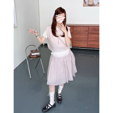 批发韩系甜美少女粉色系背心连衣裙子2026<b class='q'>新款</b>夏季多巴胺休闲洋气套装