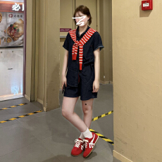 批发韩系甜美学院风宽松<b class='q'>衬衫</b>短<b class='q'>裤</b>2026夏新款慵懒松弛感减龄穿搭一整套