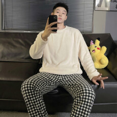 批发冬季新款<b class='q'>睡衣</b>男法兰<b class='q'>绒</b>休闲圆领高级感ins风纯色<b class='q'>珊瑚</b><b class='q'>绒</b>家居服套装