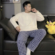 批发冬季新款<b class='q'>睡衣</b>男法兰<b class='q'>绒</b>休闲圆领高级感ins风纯色<b class='q'>珊瑚</b><b class='q'>绒</b>家居服套装