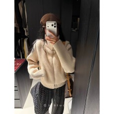 批发杏色毛茸茸外套女款小个子秋冬季2025新款立领皮毛一体mini仿皮草