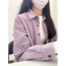批发气质复古灯芯绒<b class='q'>衬衫</b>女法式叠穿内搭<b class='q'>衬衣</b>外套宽松休闲遮肉长袖上衣