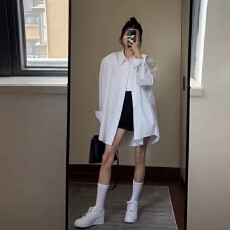 批发韩版中长款宽松白色衬衫女薄款长袖<b class='q'>防晒</b>衬衣设计感宽松春夏季<b class='q'>外套</b>