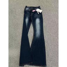 批发175高个子加长美式怀旧微喇牛仔裤女辣妹低腰显瘦百搭弹力喇叭裤