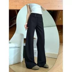 批发175高个子加长黑色西装阔腿裤女新款高腰宽松垂感超火拖地休闲裤