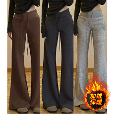 批发孕妇裤美式微喇运动裤秋冬2025新款修身显瘦垂感加绒保暖喇叭卫裤