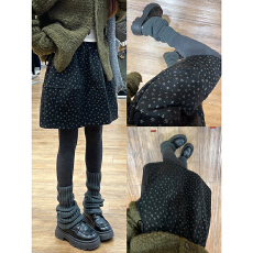 批发孕妇裙加厚毛呢碎花半身裙秋冬复古a字短裙小个子蓬蓬花苞五分裙