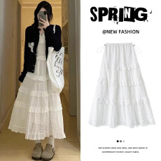 批发孕妇裙白色半身裙夏季2026新款显瘦a字中长款温柔风蓬蓬蛋糕裙子