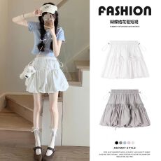 批发孕妇裙蝴蝶结绑带短裙花苞裙夏季2026新款蓬蓬裙甜美风a字半身裙