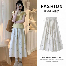 批发孕妇裙波点半身裙夏季2026新款a字宽松显瘦中长款法式白色伞裙子