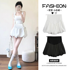 批发孕妇裤白色花苞短裤2026夏季薄款休闲阔腿裤显瘦短裙蓬蓬灯笼裤子