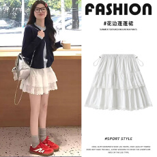 批发孕妇裙白色蕾丝蛋糕短裙夏季甜美法式显瘦花边a字芭蕾蓬蓬半身裙