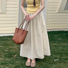 批发孕妇裙波点半身裙夏季薄2026新款高腰显瘦a字伞裙气质休闲百褶裙