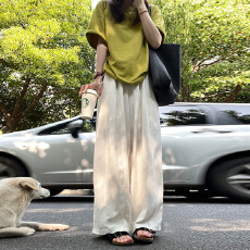 批发<b class='q'>孕妇</b><b class='q'>裤</b>白色气球阔腿裤夏季薄款2026宽松慵懒<b class='q'>休闲</b>裤<b class='q'>休闲</b>棉麻弯刀裤